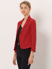 Open Front Office Work Business Crop Suit Blazer Jacket