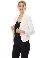 Open Front Office Work Business Crop Suit Blazer Jacket