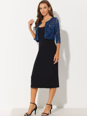 Elegant Sheer Floral Lace Cropped Bolero Shrug