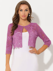 Elegant Sheer Floral Lace Cropped Bolero Shrug