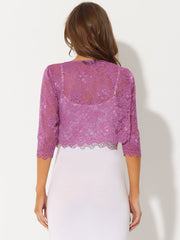 Elegant Sheer Floral Lace Cropped Bolero Shrug