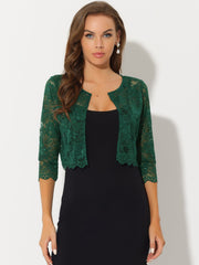 Elegant Sheer Floral Lace Cropped Bolero Shrug