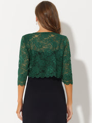 Elegant Sheer Floral Lace Cropped Bolero Shrug