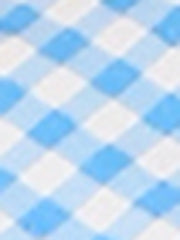 Plaid Puff Short Sleeve Gingham Peter Pan Collar Button Down Shirt