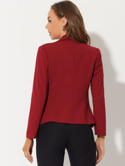 Stretch Notched Lapel Collar Work Office Jacket Blazer