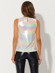 Metallic Sleeveless Shiny Shimmer Party Club Tank Top