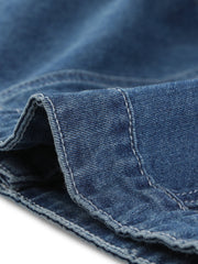 Summer Button Down Cap Short Sleeve Cropped Jean Denim Jacket