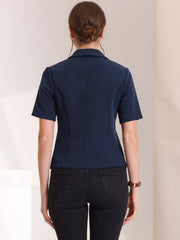 Casual Shawl Collar Open Front Cardigan Short Sleeve Work Blazer