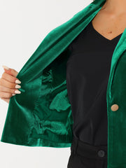 Single Button Velvet Lapel Business Crop Blazer Jacket