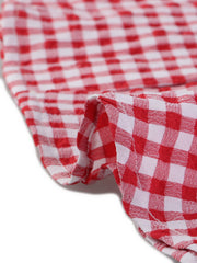 Summer Gingham Tops Square Neck Ruffle Cap Sleeve Blouse