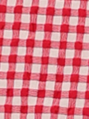 Summer Gingham Tops Square Neck Ruffle Cap Sleeve Blouse
