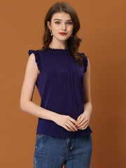 Business Office 1950s Ruffled Retro Sleeveless Work Blouses
