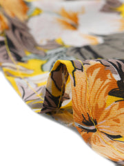 Summer Chiffon Floral Cap Sleeve Drawstring Waist Shirt Dress
