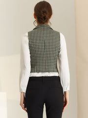 Plaid Waistcoat Notched Lapel Collar Single Breasted Vintage Vest
