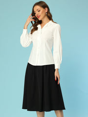 Long Sleeve Button Down Shirt Vintage Collared Work Blouse
