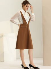 Overall Pinafore Dress Midi Suspenders Skirt