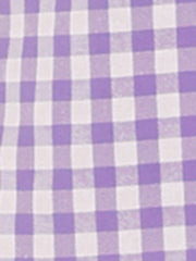 Summer Ruffle Neck Lace Panel Short Sleeve Check Gingham Dress