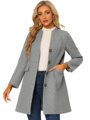 Elegant Winter Overcoat V Neck Single Breasted Long Coat