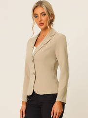 Notched Lapel Collar Stretch Work Office Workwear Jacket Blazer