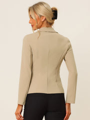 Notched Lapel Collar Stretch Work Office Workwear Jacket Blazer