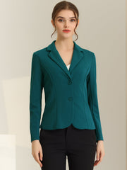 Stretch Notched Lapel Collar Work Office Jacket Blazer