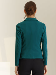 Stretch Notched Lapel Collar Work Office Jacket Blazer