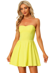 Strapless Sweetheart Neck Fit And Flare Mini Tube Top Dress