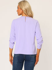 Office Keyhole Pleated 3/4 Sleeve Chiffon Blouse