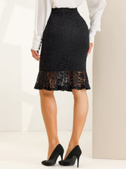 Women's Elegant Vintage Mermaid Fishtail Lace Skirt Stretch Office Bodycon Pencil Skirt