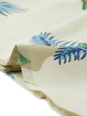 Hawaiian Tropical Leaves Floral Short Sleeve Button Down Shirt