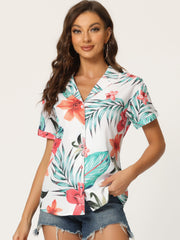 Hawaiian Floral Leaves Tropical Button Down Shirt