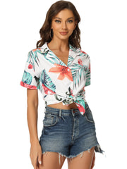Hawaiian Floral Leaves Tropical Button Down Shirt