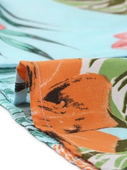 Hawaiian Tropical Leaves Floral Short Sleeve Button Down Shirt