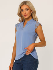 Work Top Office Lace Cap Sleeve Basic Shirt Blouse