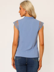 Work Top Office Lace Cap Sleeve Basic Shirt Blouse