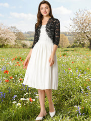 Sheer Floral Elegant 3/4 Sleeve Lace Shrug