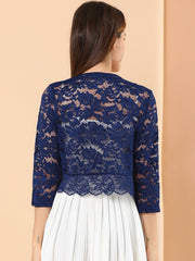 Sheer Floral Elegant 3/4 Sleeve Lace Shrug