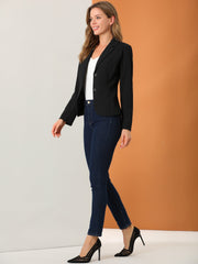 Notched Lapel Collar Stretch Work Office Workwear Jacket Blazer