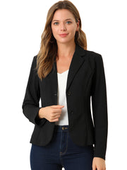 Notched Lapel Collar Stretch Work Office Workwear Jacket Blazer