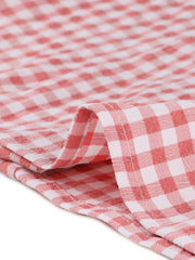 Plaid Blouse Puff Sleeve Ruffle Peter Pan Collar Shirt Top