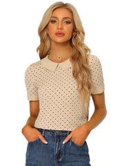 Peter Pan Collar Vintage Polka Dots Short Sleeves Blouse