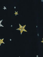 Sheer Puff Sleeve Square Neck Glitter Metallic Star Velvet Mini Dress