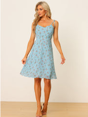 Spaghetti Strap Dress A-Line Smocked Beach Summer Floral Sundress