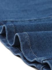 High Waisted A-Line Flared Casual Denim Midi Jean Skirt