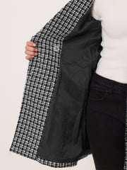 Lapel Collar Elegant Double Breasted Plaid Tweed Coat