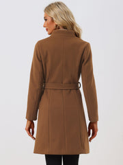 Belted Stand Collar Winter Fully Lined Belted Coats