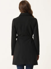 Lapel Double Breasted Slant Pocket Button Belted Pea Coats