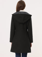 Hooded Toggle Button Up Duffle Coat Winter Outwear