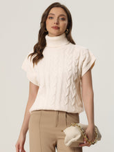 Turtleneck Twist Solid Color Knit Pullover Sweater Vest