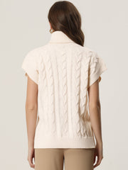 Turtleneck Twist Solid Color Knit Pullover Sweater Vest